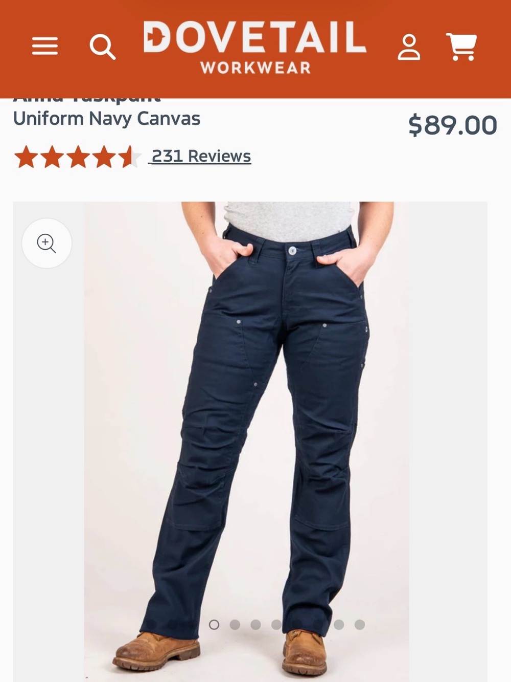 Dovetail Workwear Anna Taskpant Navy Canvas Work Pants